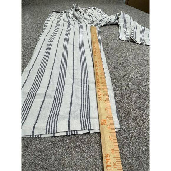 Old Navy women wide leg pin striped pants sz X-Large Tall beige/gray linen blend - Picture 5 of 11